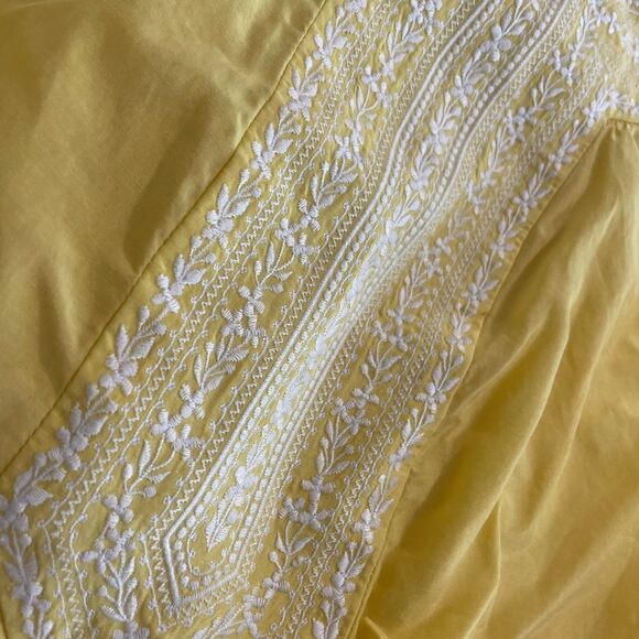 EUC TIBI Yellow Silk Halter Top Embroidered Sz. 8 - Picture 7 of 7